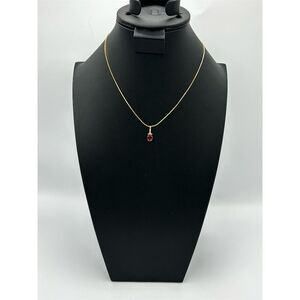 Red and Clear Rhinestone Gold Toned Necklace Minimalist